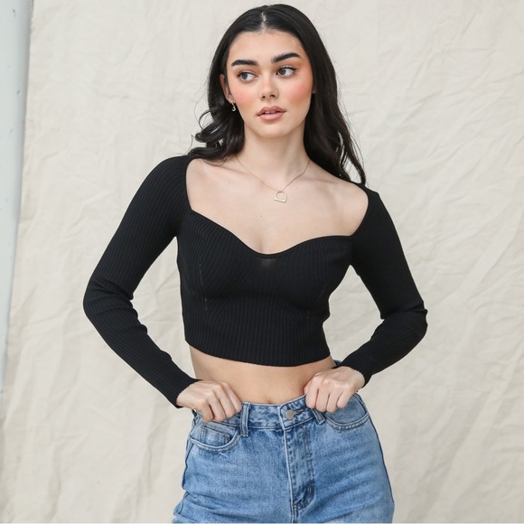 Okakie Heavy Sweet-Heart Sweater Top - Picture 6 of 6